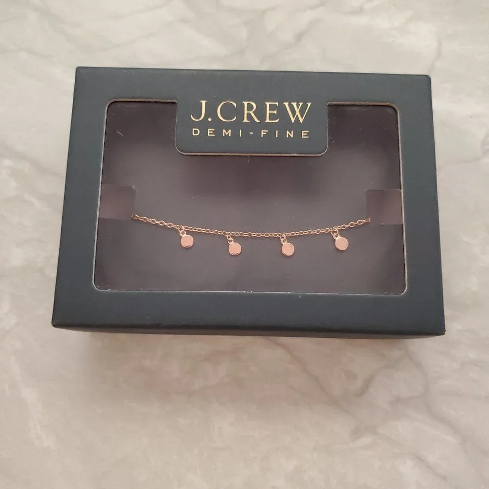 ✨ J.Crew 14k Gold Plated Dot Charm Rose Gold Modern Simple Bracelet ✨ - Picture 2 of 4